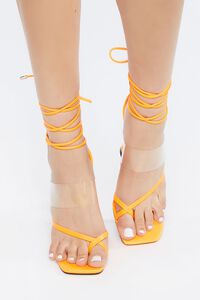 ORANGE Faux Leather Toe-Loop Lace-Up Heels, image 4