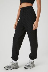 BLACK Quilted Ankle Joggers, image 3