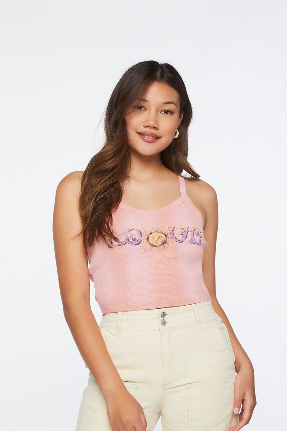 PINK/MULTI Love Graphic Cropped Tank Top, image 1