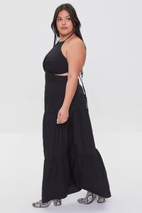 BLACK Plus Size Halter Cutout Maxi Dress, image 2