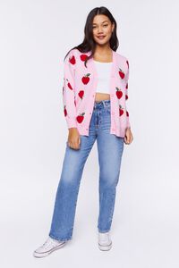 PINK/RED Apple Print Cardigan Sweater, image 4