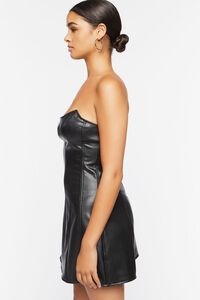 BLACK Faux Leather Strapless Mini Dress, image 2
