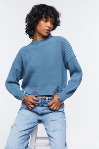 COLONY BLUE Distressed Drop-Sleeve Sweater, image 1