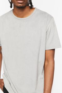 LIGHT GREY Faux Suede Curved Tee, image 5