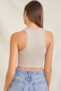 DEEP TAUPE Ribbed Cropped Tank Top, image 3