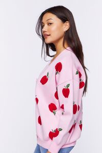 PINK/RED Apple Print Cardigan Sweater, image 2