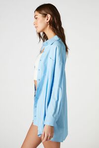 BLUE Linen-Blend Oversized Shirt, image 2