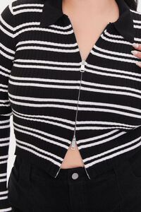 BLACK/WHITE Plus Size Sweater-Knit Crop Top, image 5