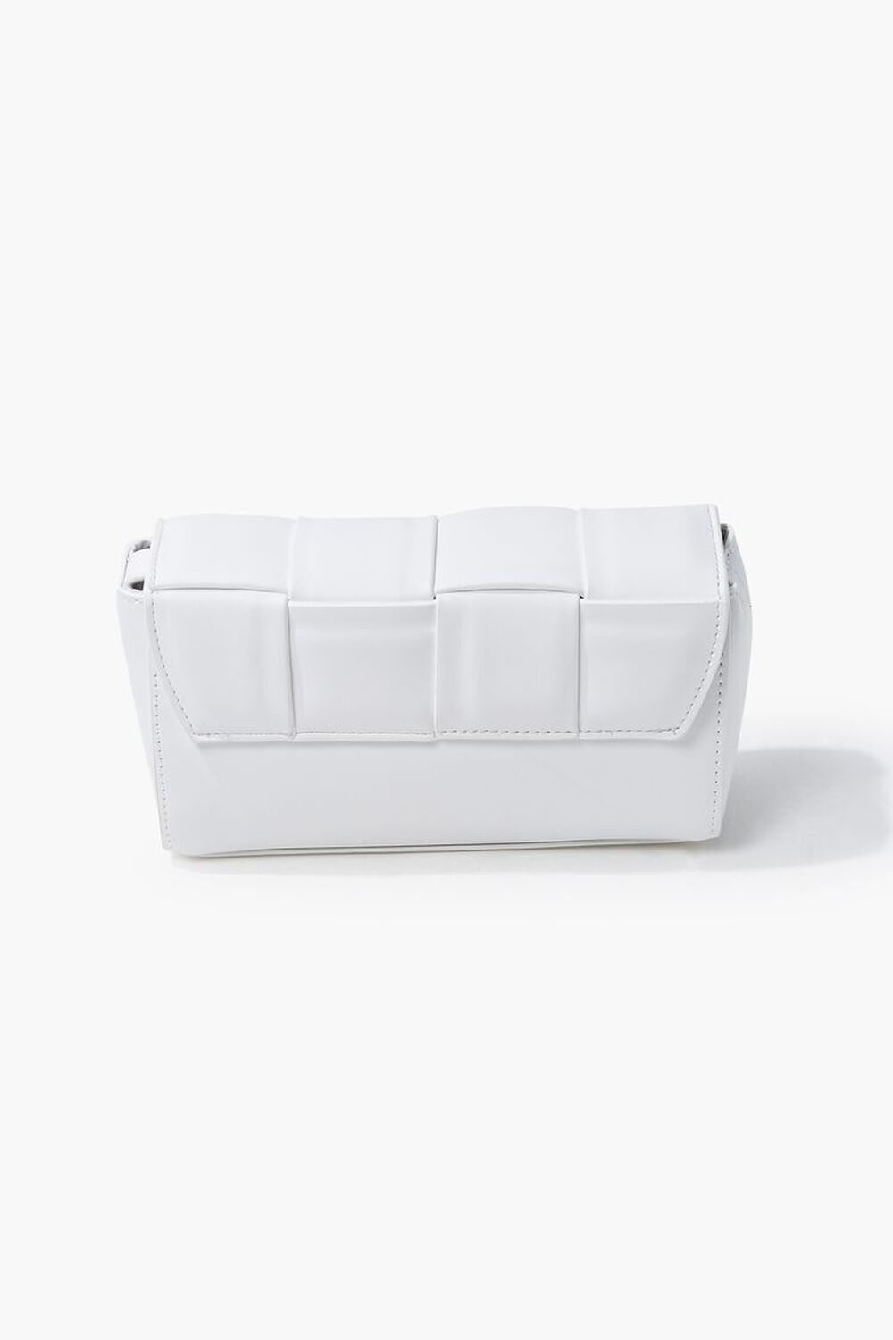 WHITE Faux Leather Crosshatch Crossbody Bag, image 1