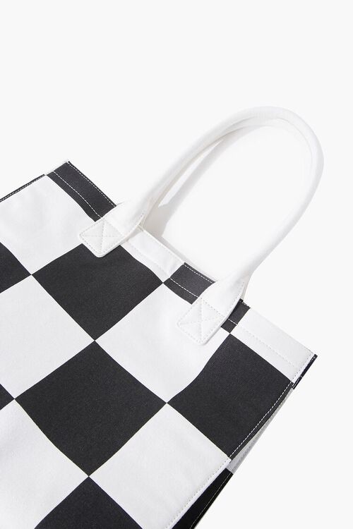 BLACK/WHITE Checkered Pattern Tote Bag, image 3