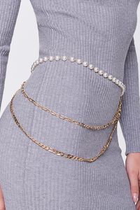 GOLD Faux Pearl Layered Chain Hip Belt, image 4