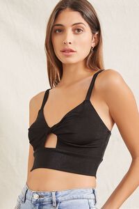 BLACK Twisted Cutout Crop Top, image 1