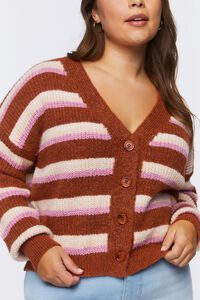 RUST/MULTI Plus Size Striped Cardigan Sweater, image 5