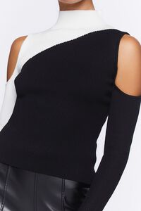 BLACK/VANILLA Open-Shoulder Colorblock Sweater, image 5