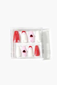 RED/MULTI Rhinestone Heart Press-On Nails, image 4