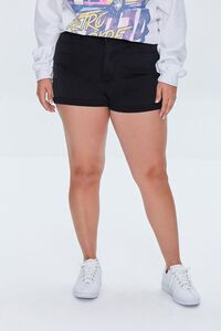 BLACK Plus Size Curvy Denim Shorts, image 2