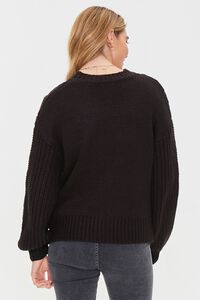 BLACK Cable Knit Drop-Sleeve Sweater, image 3
