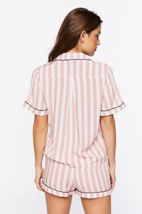 PINK/WHITE Striped Pajama Shirt & Shorts Set, image 3