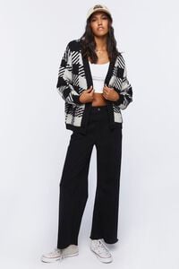 BLACK/CREAM Checkered Cardigan Sweater, image 4