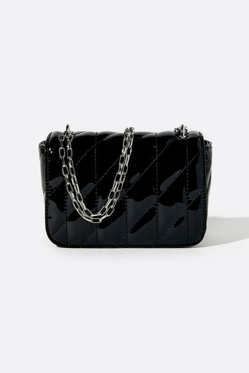 Faux Patent Leather Quilted Crossbody Bag, image 1