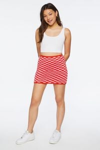 RAVISHING RED/PINK ICING Checkered Sweater-Knit Mini Skirt, image 5