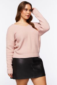 DUSTY PINK Plus Size Twisted-Back Sweater, image 2