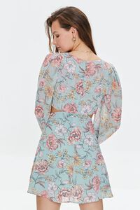 BLUE/MULTI Floral Print Cutout Mini Dress, image 3