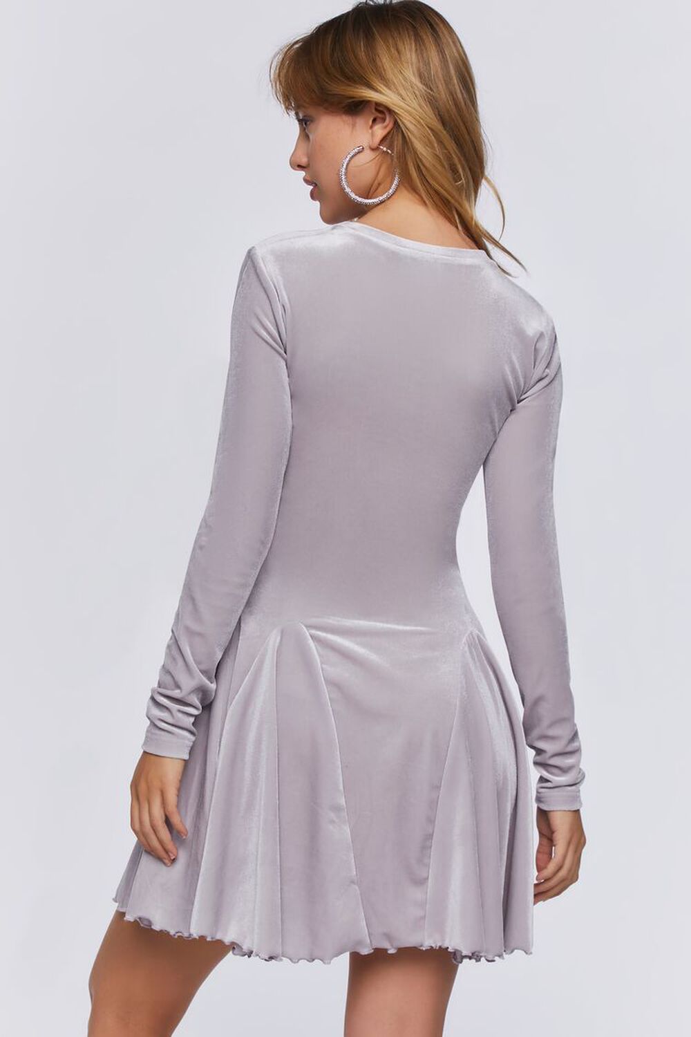 SILVER Velvet Fit & Flare Mini Dress, image 3