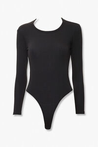 BLACK Ribbed Open-Back Bodysuit, image 1