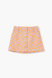 ORANGE/PURPLE Girls Checkered Skirt (Kids), image 3