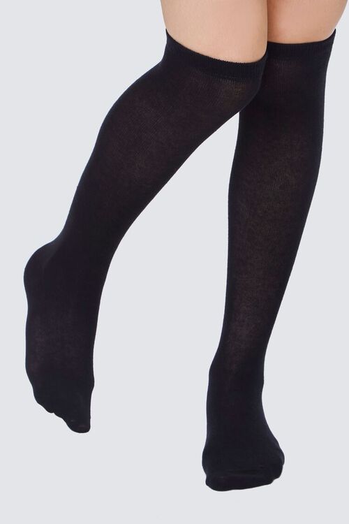 BLACK/BLACK Pointelle Knit Knee-High Socks, image 7
