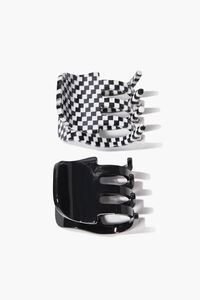 BLACK/MULTI Checkered Hair Claw Clip Set, image 1
