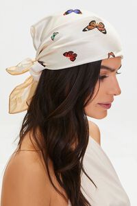 Butterfly Print Satin Head Scarf, image 2