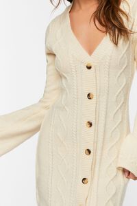 IVORY Cable Knit Button-Front Sweater Dress, image 5