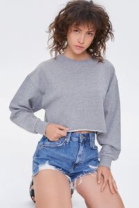 HEATHER GREY French Terry Drop-Sleeve Pullover, image 1
