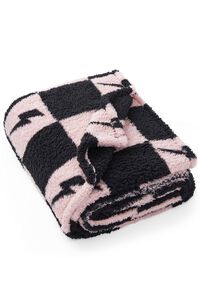 PINK/BLACK Checkered Plush Blanket, image 4