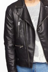 BLACK Faux Leather Moto Jacket, image 5