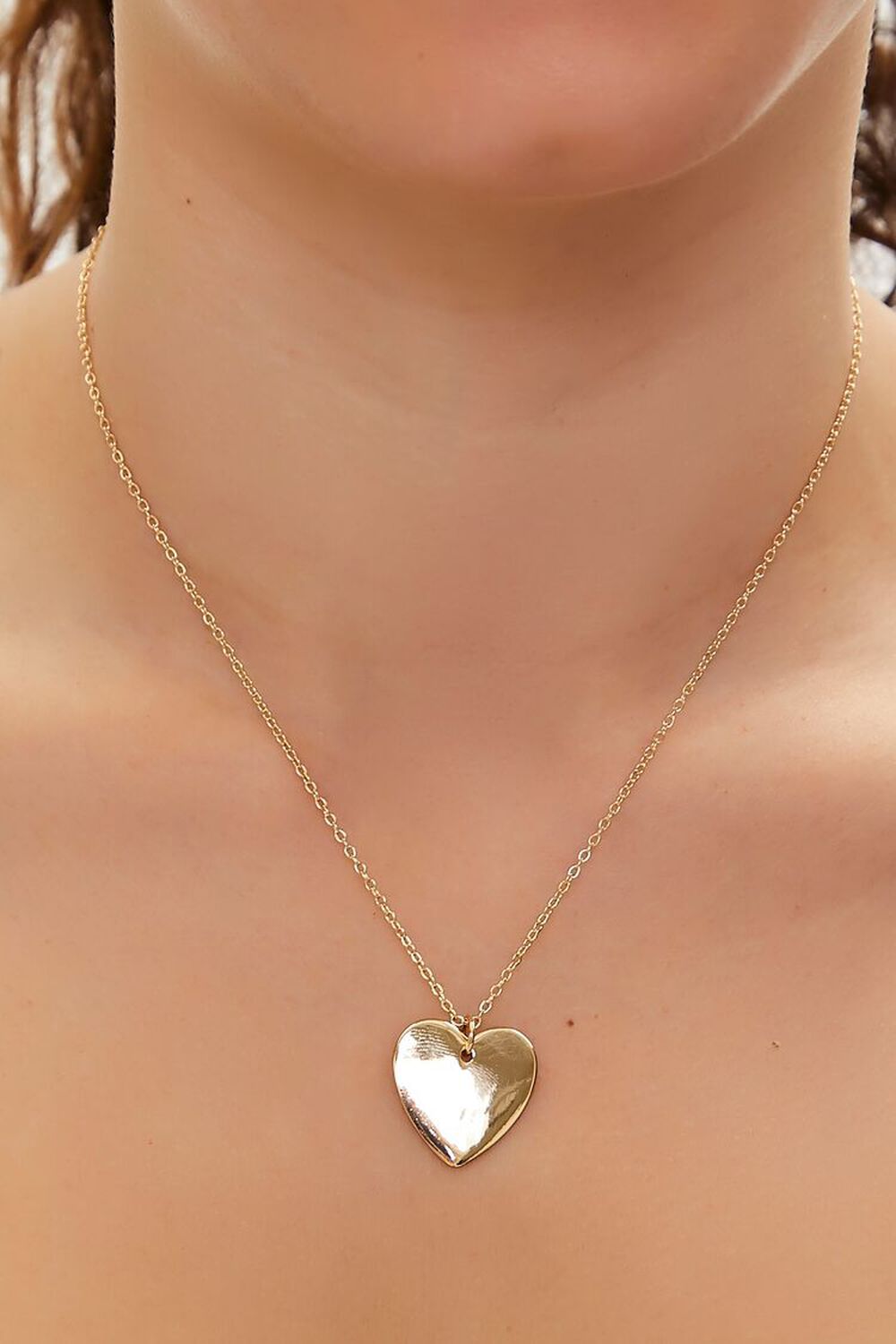 GOLD Heart Pendant Chain Necklace, image 1