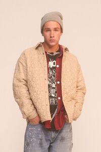 TAUPE Star Quilted Bomber Jacket, image 1