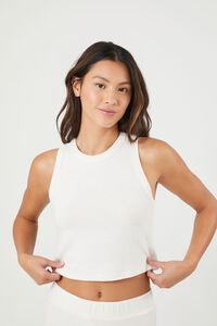 Forever 21 Women's Thermal Pajama Tank Top in Ivory Small