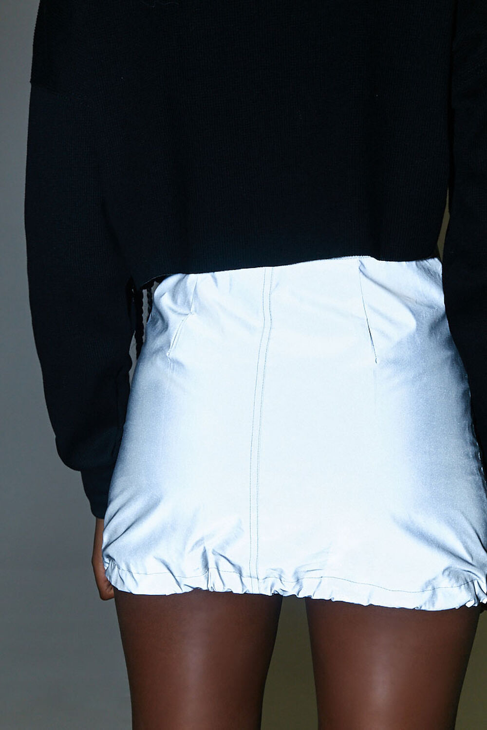 Reflective Zip-Up Mini Skirt