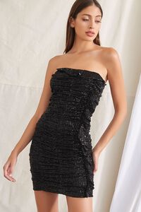 BLACK Sequin Ruffled Tube Dress, image 1