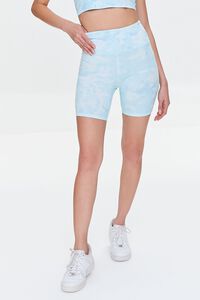 LIGHT BLUE/WHITE Active Tie-Dye Biker Shorts, image 2