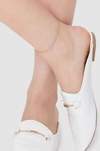 GOLD/O Rhinestone Initial Charm Anklet, image 1