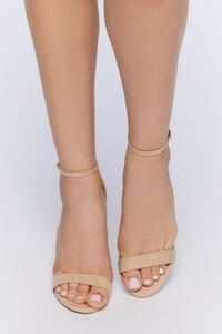NATURAL Faux Suede Open-Toe Heels, image 4