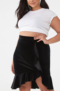 Plus Size Velvet High-Low Skirt, image 1