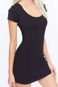 BLACK Ribbed Mini T-Shirt Dress, image 5