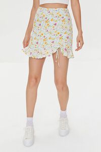 AQUA/MULTI Floral Print Mini Skirt, image 2