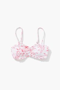 PINK/WHITE Floral Print Bralette Bikini Top, image 4