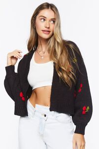 BLACK/MULTI Cherry Cardigan Sweater, image 1